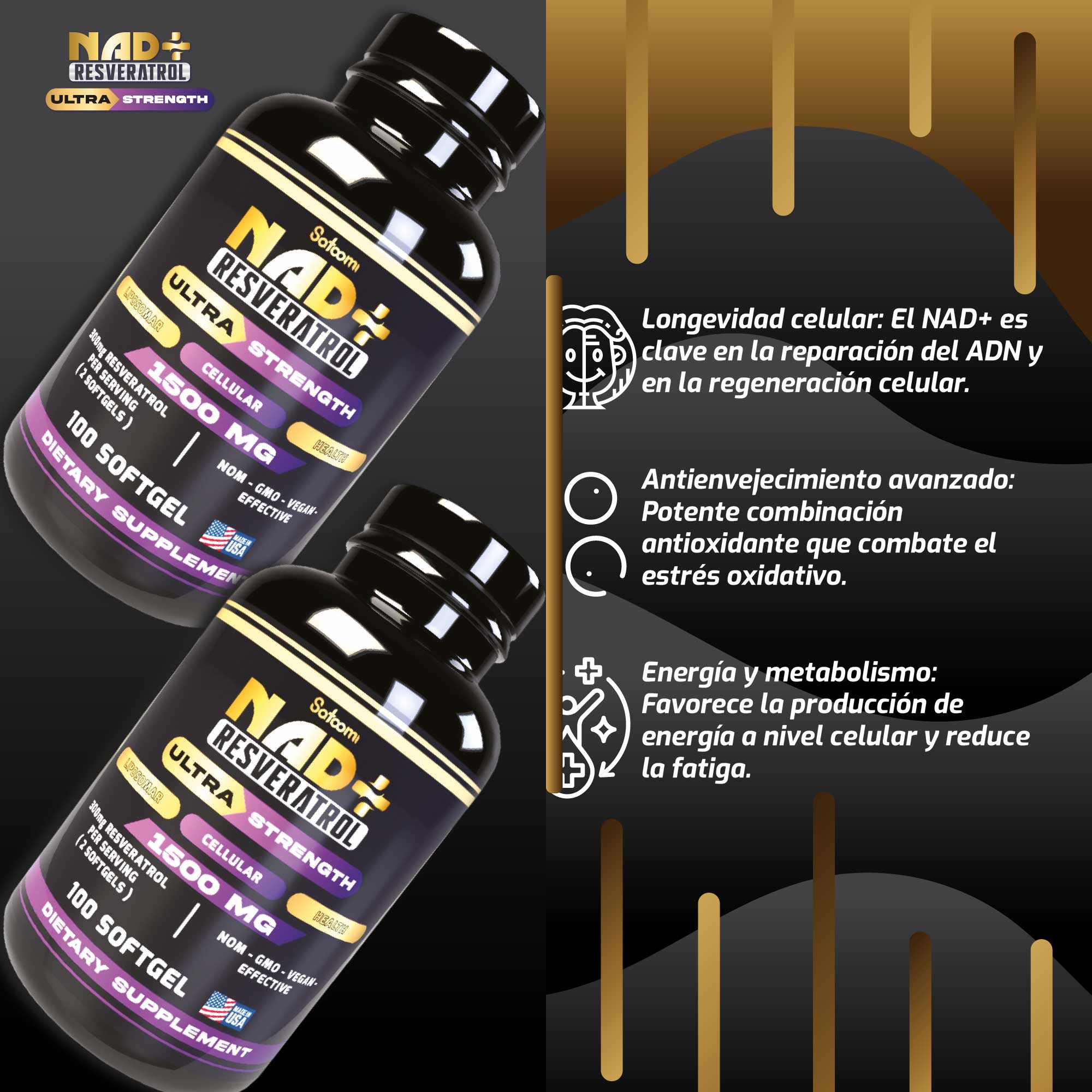 Miniatura 3 de Nad Resveratrol Original con Invima